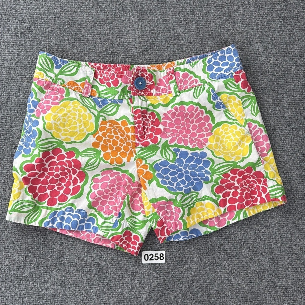Lilly Pulitzer Shorts Womens 0 Callahan Minnie Zinny Print Cotton Floral Bright